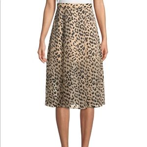 Alice + Olivia Athena Leopard Burnout Midi Skirt